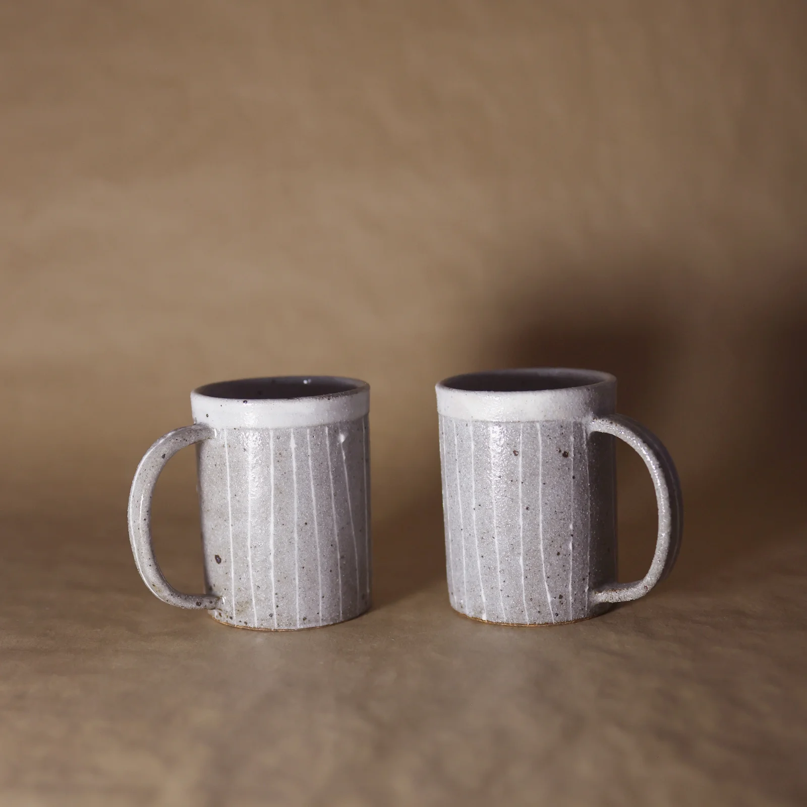 日本关口典孝 手工浅灰色把手茶杯咖啡杯（二件套）
